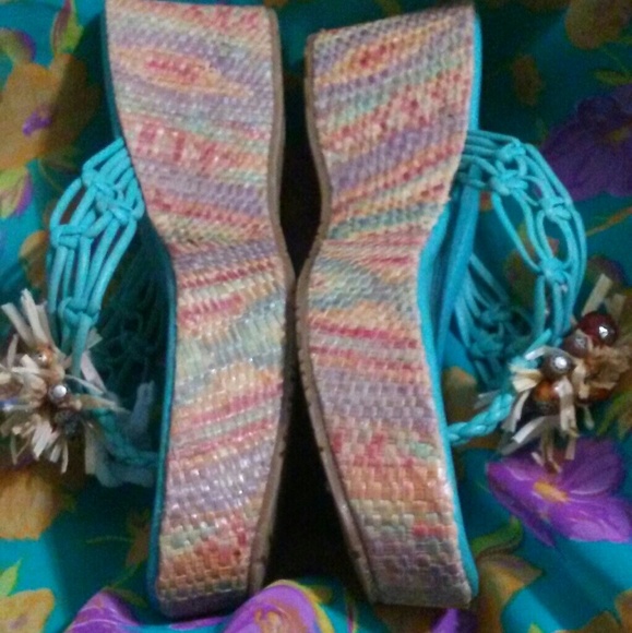 BCBGirls Turquoise Wedge Thongs - Picture 5 of 8